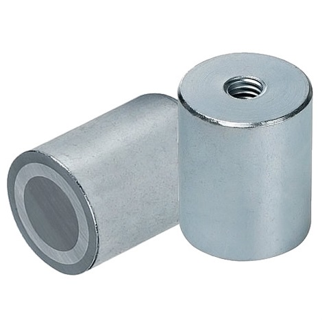AlNiCo Deep Pot Bar Magnet steel body with internal thread, AlNiCo Magnet with Cylindrical  Pot, AlNiCo Pot steel body with inner thread, female thread